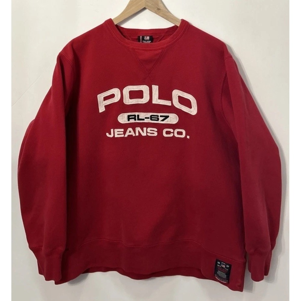 Mens Vintage Ralph Lauren Sweatshirt  Crewneck RL67 Spell Out Pullover Large